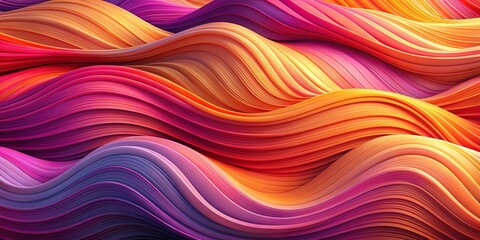 Obraz premium Fluid Abstract Waves in Vibrant Hues, 3D Rendering, Digital Art, Abstract Background, Gradient Colors, Geometric Shapes, Abstract Art