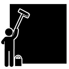 stick figure illustration painting the wall