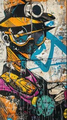 Obraz premium Abstract Street Art Graffiti Featuring a Futuristic Figure