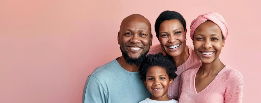 Cancer survivor celebrating with family, joyful reunion, triumph over adversity