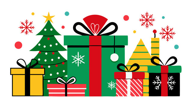 recommend clip art: christmas tree with gift boxes on No background