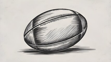 Hand Drawn Vector Art for Posters, Detailed Rugby Ball Etching