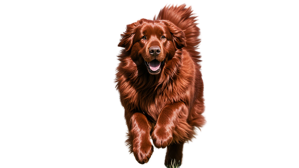 Energetic Red Newfoundland Dog Running...