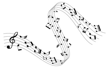 Little curve of music chords and shadow