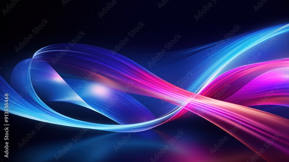 Poster an abstract image showcasing colorful light trails from spinning neon lights against a dark backgrou