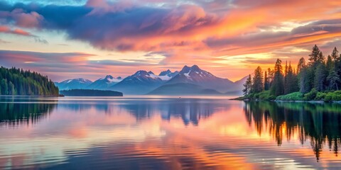 Serene Mountain Lake Reflection at Sunset, nature , landscape , photography , water reflection