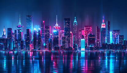 Fototapeta premium Connected Urban Hubs, Iconic US city landmarks surrounded by digital rings of IoT symbols and data flows, smart city technologies enhance connectivity and efficiency design