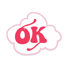  ok,Speech Bubble Concept Flat Line typography, greeting stickers