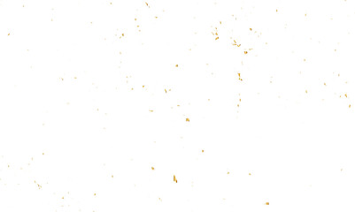Luxury gold sparkle confetti glitter and zigzag ribbon falling down on transparent background. Vector illustration.