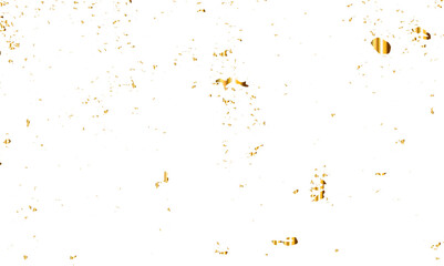 Abstract doted and confetti golden glitter and dust particles splatter on transparent background. Dust golden grunge background. Vector illustration.