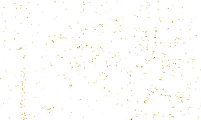 Abstract doted and confetti golden glitter and dust particles splatter on transparent background. Dust golden grunge background. Vector illustration.