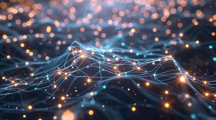 Fototapeta premium Neural network illustration with glowing synapses and connections, representing brain activity