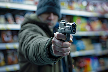 Obraz premium Caught in the act: retail robbery scrutinized