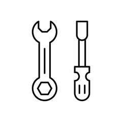 repairing tools line icon with white background vector stock illustration