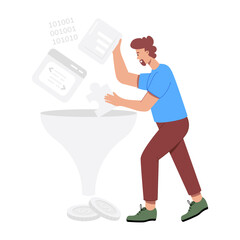 Data conversion illustration in flat style

