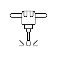 jack hammer line icon with white background vector stock illustration