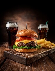 hamburger and cola