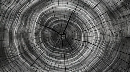Black and white texture of a felled tree stump showcasing the rough
