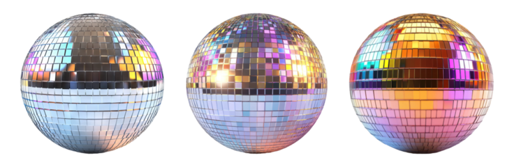 Disco balls isolated on transparent background