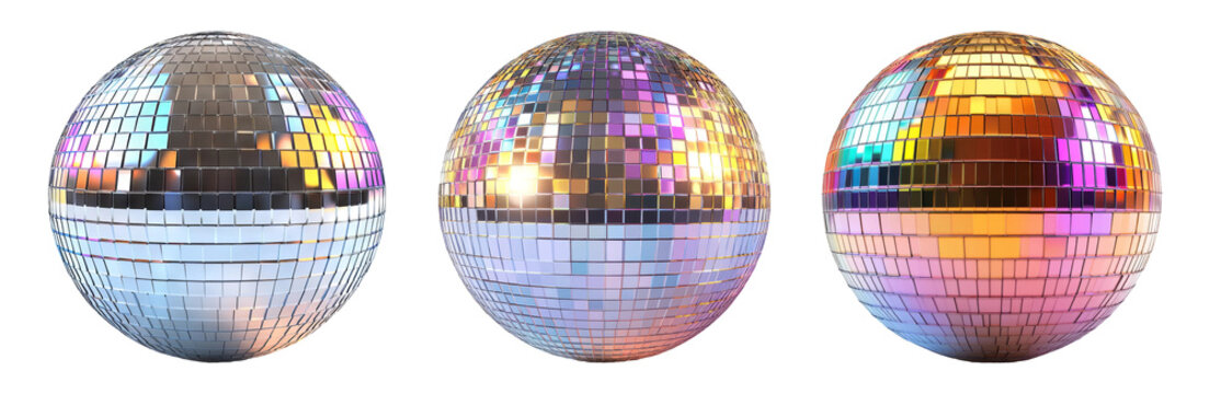 Disco balls isolated on transparent background