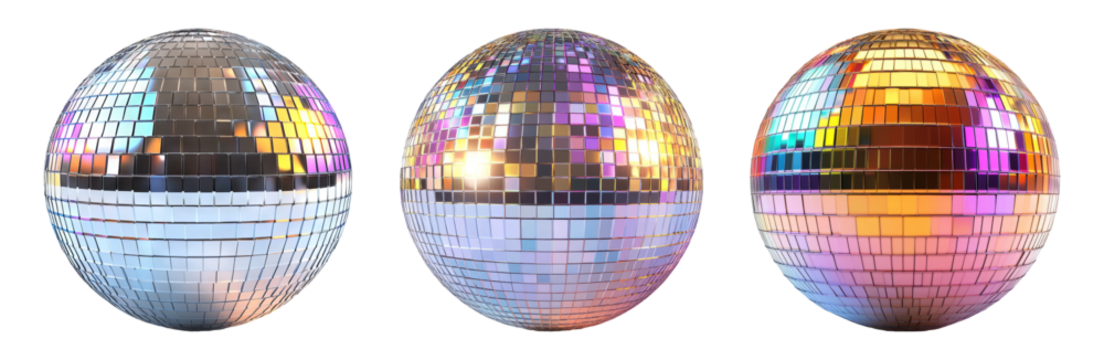 Disco balls isolated on transparent background