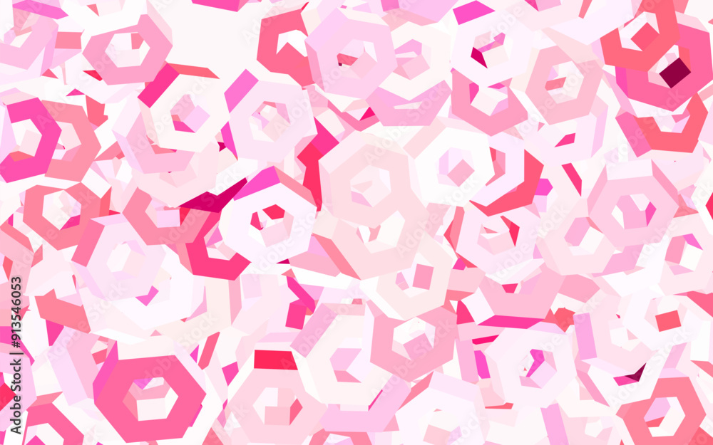 Poster light red vector pattern with colorful hexagons.