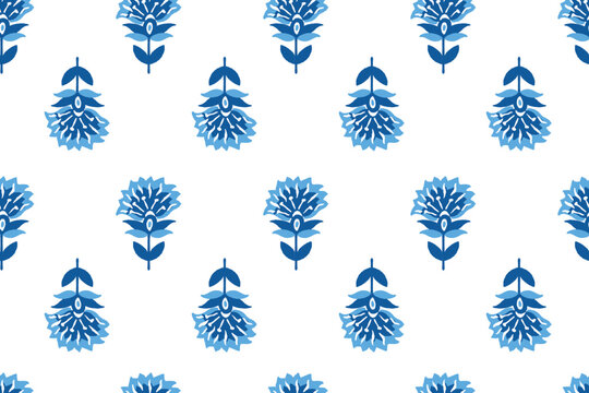 floral ethnic ikat seamless pattern traditional design for background, carpet, wallpaper, clothing, wrapping, fabric, vector illustration, embroidery style, Ajrakh, block print, batik print allovers