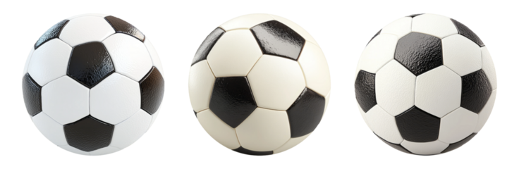 Soccer balls isolated on transparent background