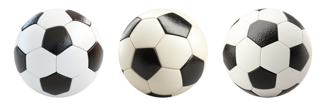 Soccer balls isolated on transparent background