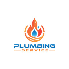 plumbing logo, HVAC, cooling, heating, heat and cool, handyman service, plumber, water service logo