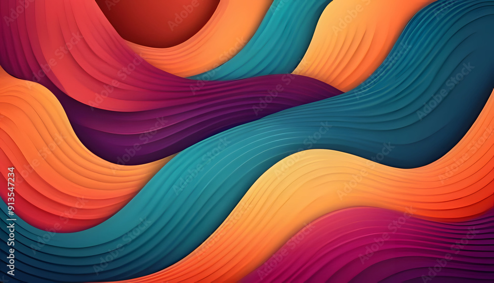 Poster colorful abstract paper waves abstract banner design. elegant wavy pattern background