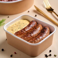 grilled sausage with mustard