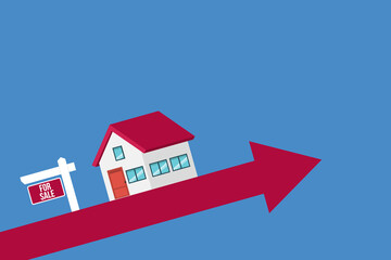 Housing price rising up. Real estate or house price rising.	