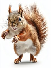 Fototapeta premium Curious Red Squirrel with Fluffy Tail