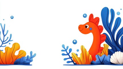 Obraz premium Dive into a vibrant ocean world with this charming seathemed kit perfect for kids wear and playful designs