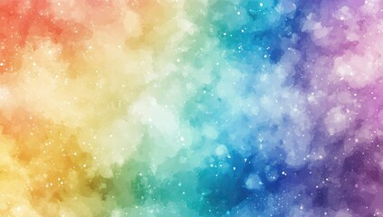 Fototapeta premium Vibrant Watercolor Background Featuring Rainbow Colors Blending Into a Cosmic Space Setting During a Dreamy Daylight Atmosphere