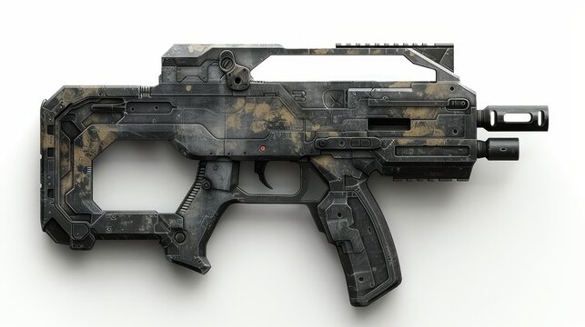 FN P90, 3D illustration, realistic, isolated on white background