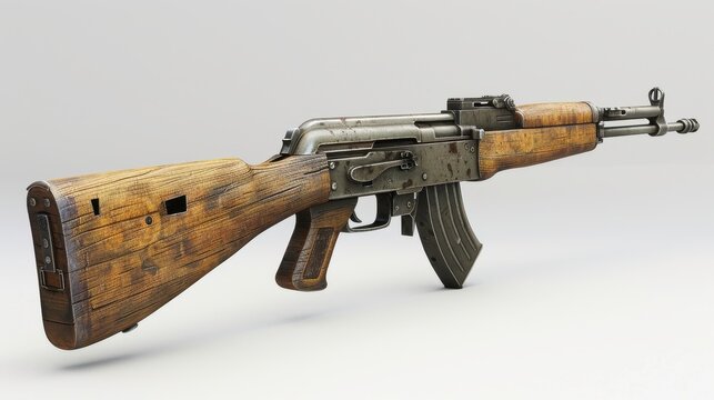 M14 rifle, 3D illustration, realistic, isolated on white background