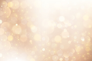 Light background with bokeh. Abstract golden glitter texture. Beige gradient with glow. Ivory pastel blurred backdrop for wedding invitation design. Nude elegant vector gradation wallpaper
