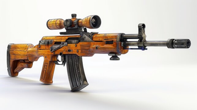 Dragunov SVD, 3D illustration, realistic, isolated on white background