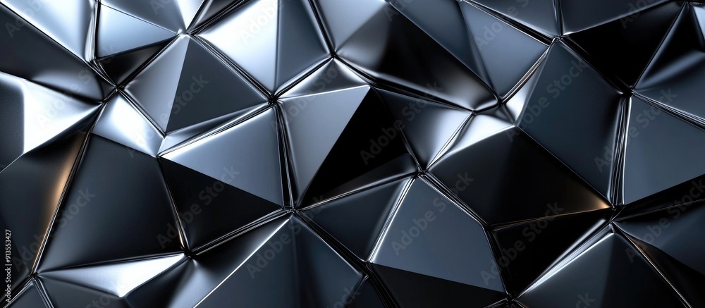 Poster futuristic 3d metallic texture with geometric patterns light and dark reflective surfaces for an abs