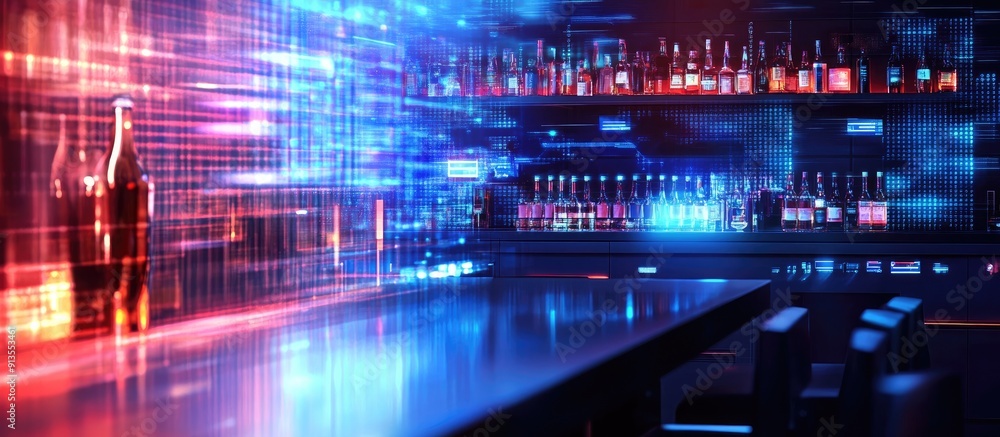 Poster futuristic abstract cyber technology bar with digital concepts