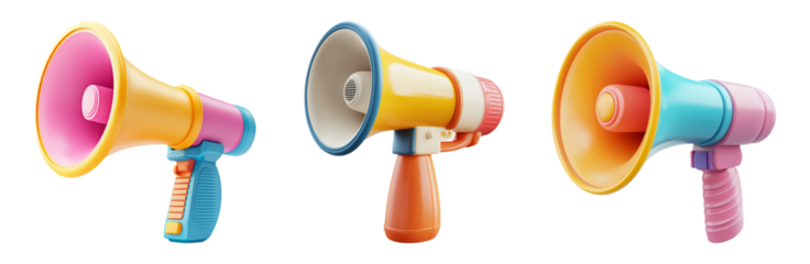 Megaphone Set Isolated On Transparent Background