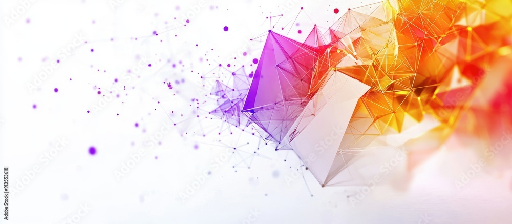 Poster futuristic abstract design featuring polygonal shapes on a clean white background representing digit