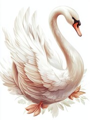 Fototapeta premium Elegant White Swan in Watercolor Style