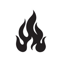 Big fire silhouette. Detailed fire print for t-shirt, banner, logo design. Fire picture isolated on white background. Vector illustration