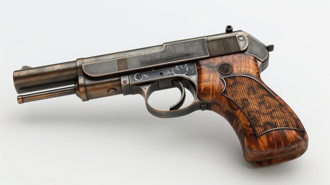 Mauser C96, 3D illustration, realistic, isolated on white background