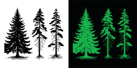 trees silhouettes .Vector illustrations.