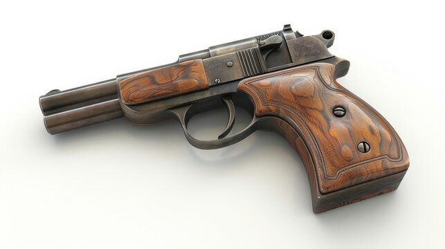 Mauser C96, 3D illustration, realistic, isolated on white background