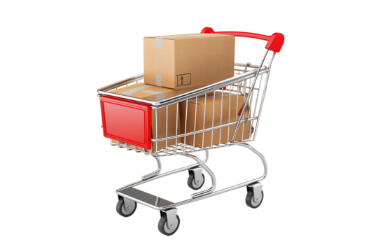 shopping cart with box on a transparent background - Powered by Adobe